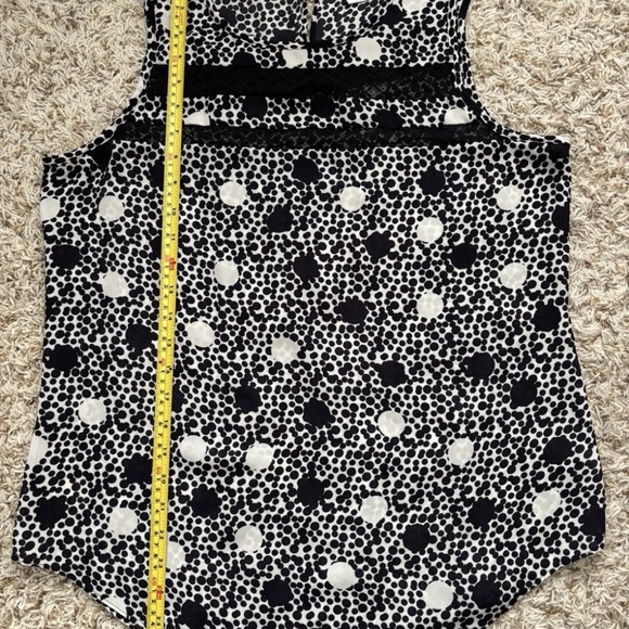 CAbi Black and White Polka Dot Top Size M Lace Elegant Feminine - Picture 13 of 14